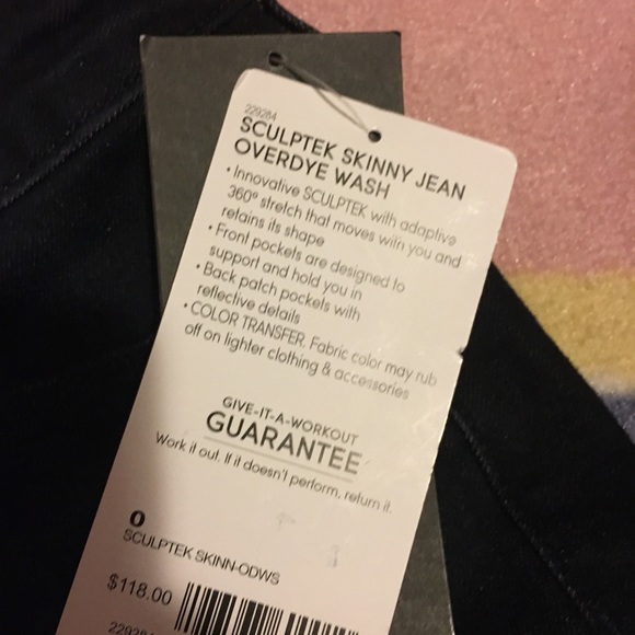 Athleta Sculptek Skinny Jean Overdye Wash Size 0 - Picture 3 of 4